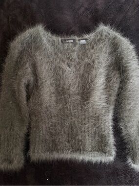 Grey Angora Mohair Fur Sweater